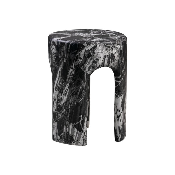 TOV Furniture Marisol Black Faux Marble Side Table – Elegant Concrete Accent for Indoor & Outdoor Spaces, 14” x 18” TOV-OC44183