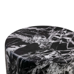 TOV Furniture Marisol Black Faux Marble Side Table – Elegant Concrete Accent for Indoor & Outdoor Spaces, 14” x 18” TOV-OC44183