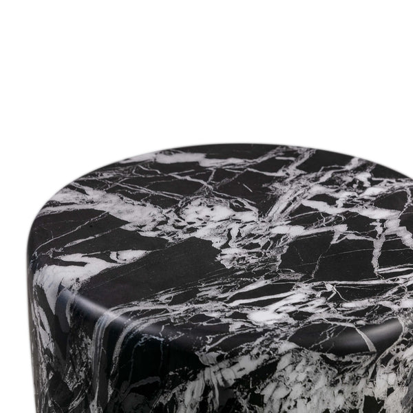 TOV Furniture Marisol Black Faux Marble Side Table – Elegant Concrete Accent for Indoor & Outdoor Spaces, 14” x 18” TOV-OC44183