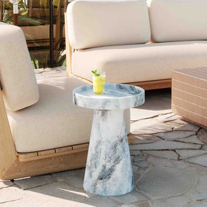 TOV Furniture Zara Faux Aegean Marble Side Table - Elegant Indoor/Outdoor Accent, Durable Concrete, Fully Assembled TOV-OC54478