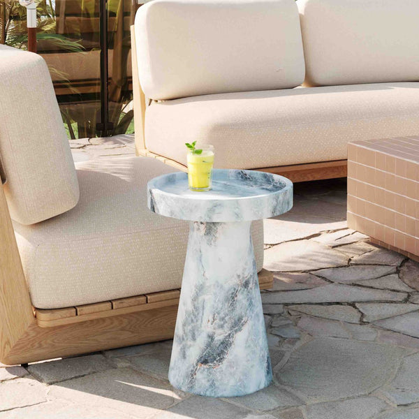 TOV Furniture Zara Faux Aegean Marble Side Table - Elegant Indoor/Outdoor Accent, Durable Concrete, Fully Assembled TOV-OC54478