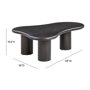 TOV Furniture Gotham 48" Modern Wood Coffee Table - Sculptural Design with Generous Surface for Stylish Living Rooms Dark Umber TOV-OC54187