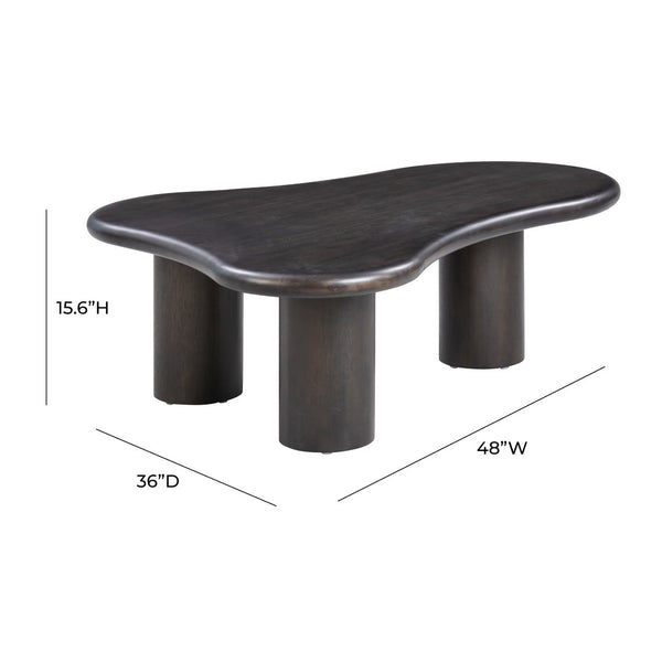 TOV Furniture Gotham 48" Modern Wood Coffee Table - Sculptural Design with Generous Surface for Stylish Living Rooms Dark Umber TOV-OC54187