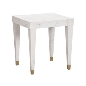 TOV Furniture Brandyss Burl End Table - Contemporary Side Table with Rustic Brass Accents for Modern Living Spaces White TOV-OC54192