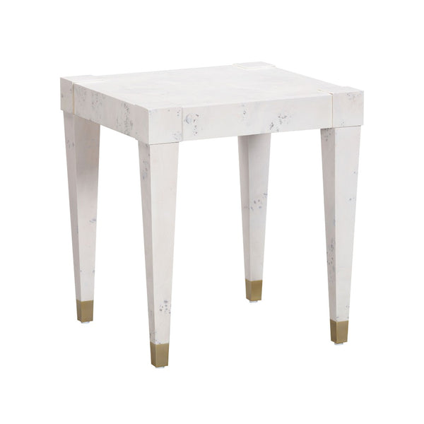 TOV Furniture Brandyss Burl End Table - Contemporary Side Table with Rustic Brass Accents for Modern Living Spaces White TOV-OC54192