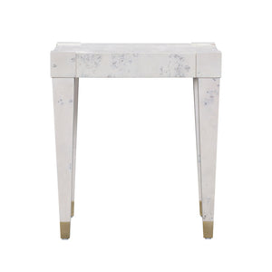 TOV Furniture Brandyss Burl End Table - Contemporary Side Table with Rustic Brass Accents for Modern Living Spaces White TOV-OC54192
