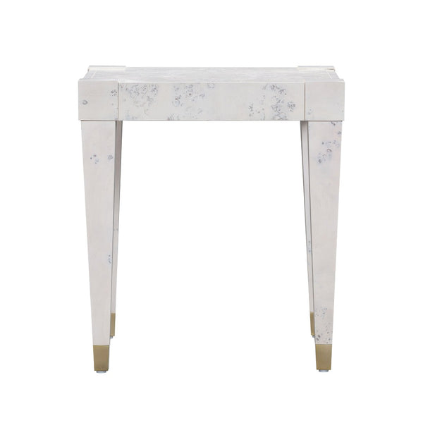 TOV Furniture Brandyss Burl End Table - Contemporary Side Table with Rustic Brass Accents for Modern Living Spaces White TOV-OC54192