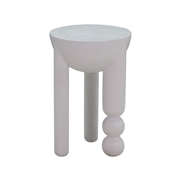 TOV Furniture Morse Wooden Accent Table - Handcrafted Solid Rubberwood Design Perfect for Small Spaces and Decor White TOV-OC54197