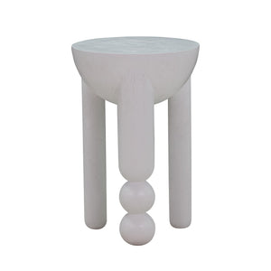 TOV Furniture Morse Wooden Accent Table - Handcrafted Solid Rubberwood Design Perfect for Small Spaces and Decor White TOV-OC54197