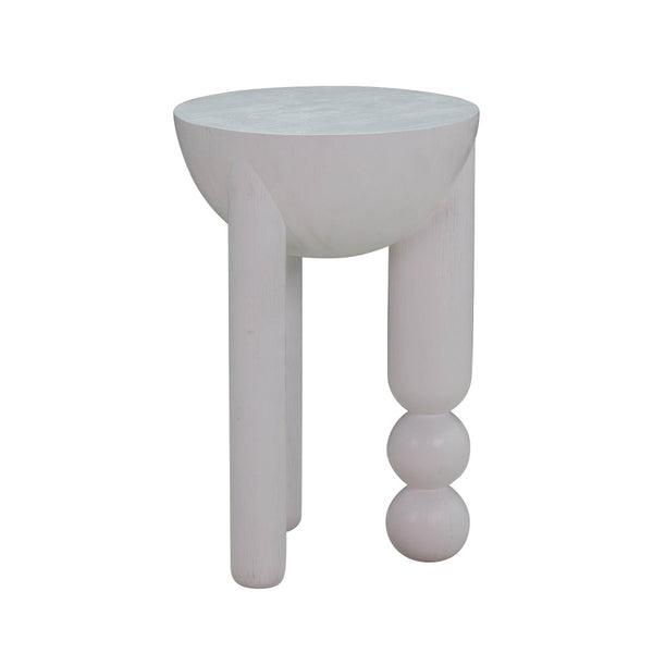 TOV Furniture Morse Wooden Accent Table - Handcrafted Solid Rubberwood Design Perfect for Small Spaces and Decor White TOV-OC54197