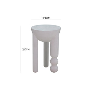 TOV Furniture Morse Wooden Accent Table - Handcrafted Solid Rubberwood Design Perfect for Small Spaces and Decor White TOV-OC54197
