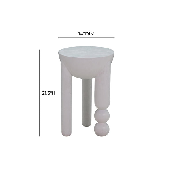 TOV Furniture Morse Wooden Accent Table - Handcrafted Solid Rubberwood Design Perfect for Small Spaces and Decor White TOV-OC54197