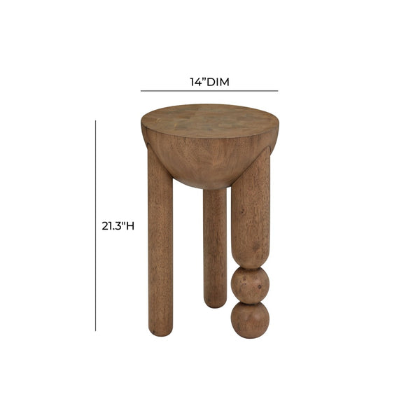 TOV Furniture Morse Wooden Accent Table - Handcrafted Solid Rubberwood Design Perfect for Small Spaces and Decor Cognac TOV-OC54198