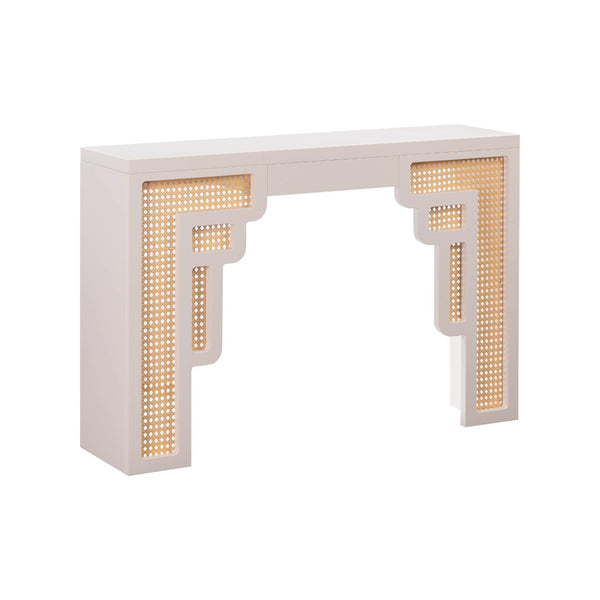 TOV Furniture Suzie 45" Rattan Console Table - Art Moderne Design with Chic Curves for Stylish Entryways and Living Spaces Cream TOV-OC54207