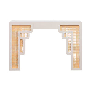 TOV Furniture Suzie 45" Rattan Console Table - Art Moderne Design with Chic Curves for Stylish Entryways and Living Spaces Cream TOV-OC54207