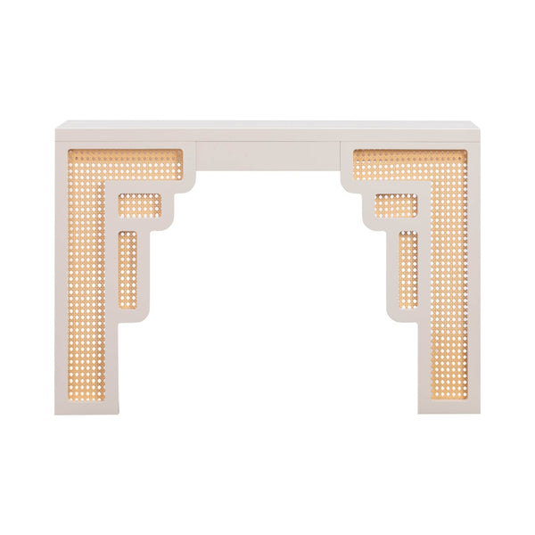 TOV Furniture Suzie 45" Rattan Console Table - Art Moderne Design with Chic Curves for Stylish Entryways and Living Spaces Cream TOV-OC54207