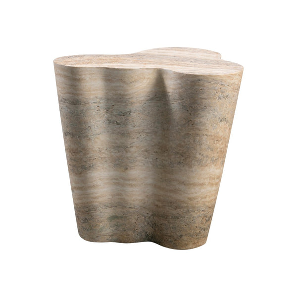 TOV Furniture Slab Concrete Indoor/Outdoor Side Table - Sculptural Elegance with Marble Finish for Modern Spaces Travertine / Tall TOV-OC54215