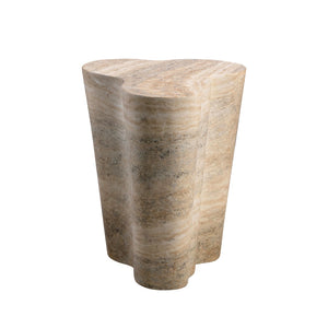 TOV Furniture Slab Concrete Indoor/Outdoor Side Table - Sculptural Elegance with Marble Finish for Modern Spaces Travertine / Tall TOV-OC54215