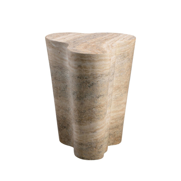 TOV Furniture Slab Concrete Indoor/Outdoor Side Table - Sculptural Elegance with Marble Finish for Modern Spaces Travertine / Tall TOV-OC54215