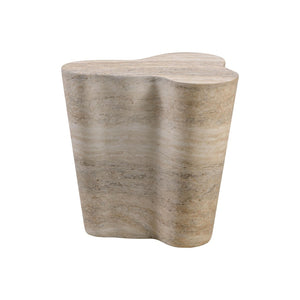 TOV Furniture Slab Concrete Indoor/Outdoor Side Table - Sculptural Elegance with Marble Finish for Modern Spaces Travertine / Short TOV-OC54216