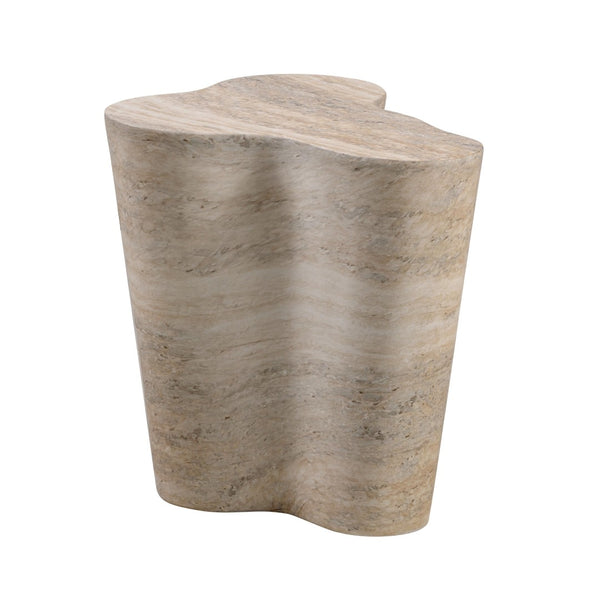 TOV Furniture Slab Concrete Indoor/Outdoor Side Table - Sculptural Elegance with Marble Finish for Modern Spaces Travertine / Short TOV-OC54216