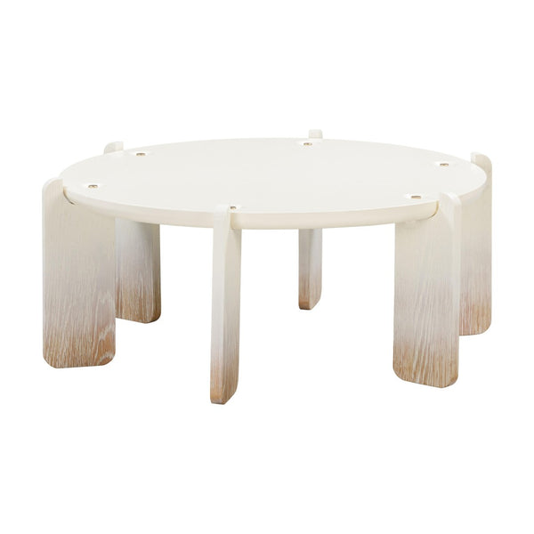 TOV Furniture Gloria 35" Cream Oak Round Coffee Table - Contemporary Elegance, Handmade Craftsmanship & Versatile Style TOV-OC54223
