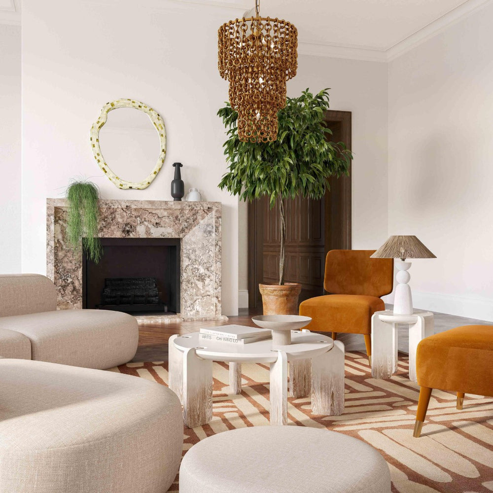 TOV Furniture Gloria 35" Cream Oak Round Coffee Table - Contemporary Elegance, Handmade Craftsmanship & Versatile Style TOV-OC54223