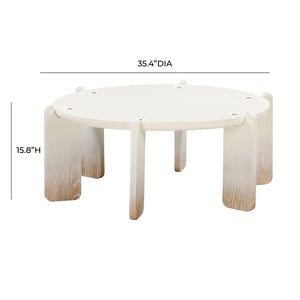 TOV Furniture Gloria 35" Cream Oak Round Coffee Table - Contemporary Elegance, Handmade Craftsmanship & Versatile Style TOV-OC54223