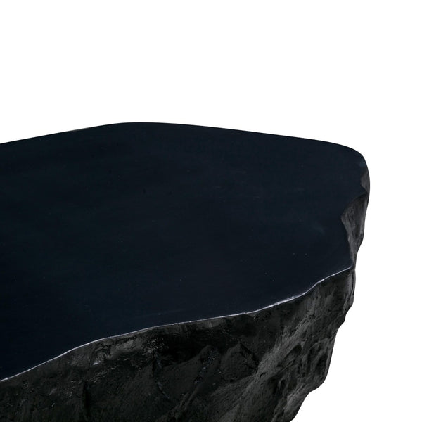 TOV Furniture Crag 56" Handmade Concrete Coffee Table – Stylish Indoor & Outdoor Rustic Design for Any Space Black TOV-OC54227