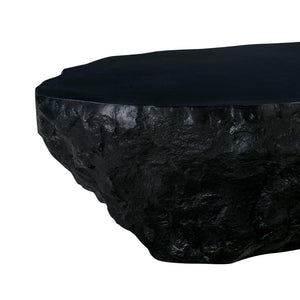 TOV Furniture Crag 56" Handmade Concrete Coffee Table – Stylish Indoor & Outdoor Rustic Design for Any Space Black TOV-OC54227