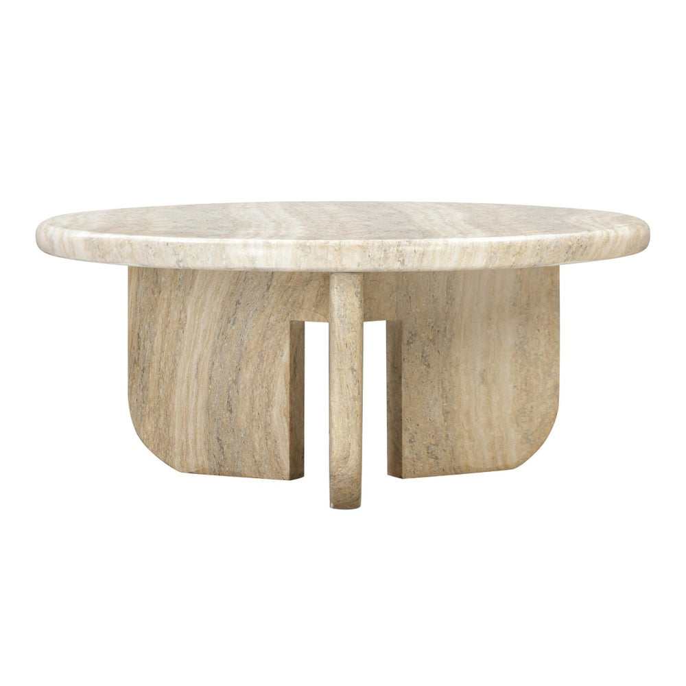 TOV Furniture Patrizia 36" Round Coffee Table - Elegant Faux Travertine Design for Indoor/Outdoor Spaces TOV-OC54246