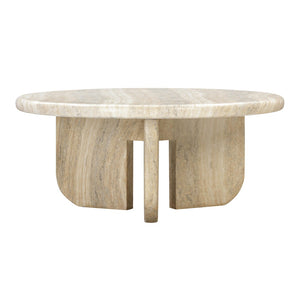 TOV Furniture Patrizia 36" Round Coffee Table - Elegant Faux Travertine Design for Indoor/Outdoor Spaces TOV-OC54246