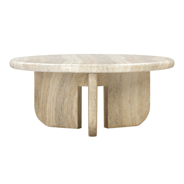 TOV Furniture Patrizia 36" Round Coffee Table - Elegant Faux Travertine Design for Indoor/Outdoor Spaces TOV-OC54246
