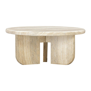 TOV Furniture Patrizia 36" Round Coffee Table - Elegant Faux Travertine Design for Indoor/Outdoor Spaces TOV-OC54246
