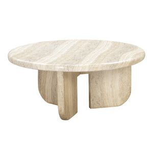 TOV Furniture Patrizia 36" Round Coffee Table - Elegant Faux Travertine Design for Indoor/Outdoor Spaces TOV-OC54246