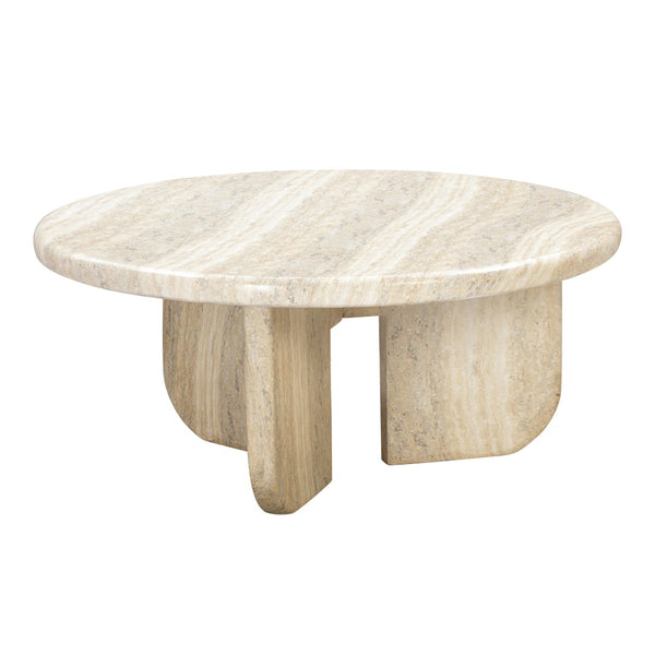 TOV Furniture Patrizia 36" Round Coffee Table - Elegant Faux Travertine Design for Indoor/Outdoor Spaces TOV-OC54246