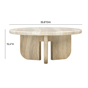 TOV Furniture Patrizia 36" Round Coffee Table - Elegant Faux Travertine Design for Indoor/Outdoor Spaces TOV-OC54246