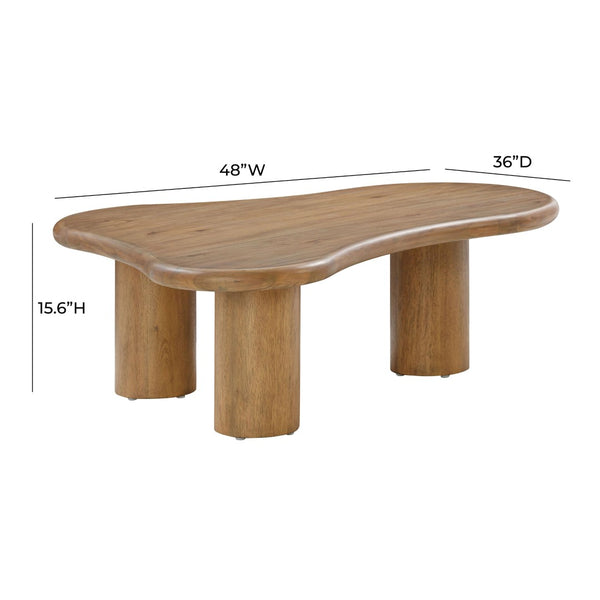 TOV Furniture Gotham 48" Modern Wood Coffee Table - Sculptural Design with Generous Surface for Stylish Living Rooms Cognac TOV-OC54261