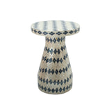 Halio Cream & Blue Checkered Shell Side Table