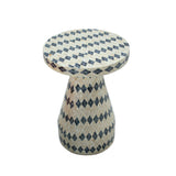 Halio Cream & Blue Checkered Shell Side Table TOV-OC54309 TOV Furniture