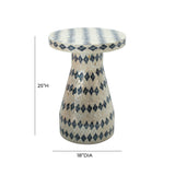 Halio Cream & Blue Checkered Shell Side Table TOV-OC54309 TOV Furniture