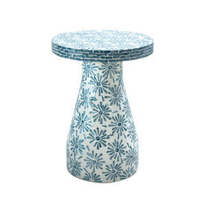 Halio Blue Floral Shell Side Table TOV-OC54310 TOV Furniture