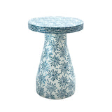 Halio Blue Floral Shell Side Table TOV-OC54310 TOV Furniture