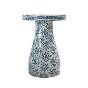 TOV Furniture Halio Shell Side Table - Artisan Seashell Inlay for Coastal Elegance in Every Room of Your Home Blue TOV-OC54310