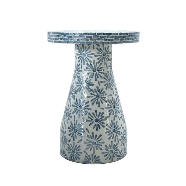 TOV Furniture Halio Shell Side Table - Artisan Seashell Inlay for Coastal Elegance in Every Room of Your Home Blue TOV-OC54310