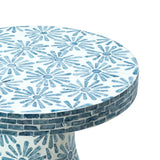 Halio Blue Floral Shell Side Table TOV-OC54310 TOV Furniture