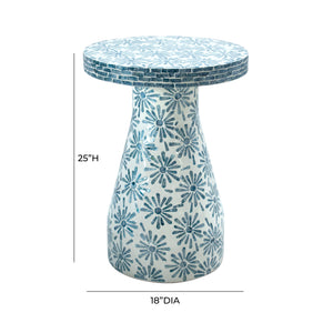 Halio Blue Floral Shell Side Table TOV-OC54310 TOV Furniture