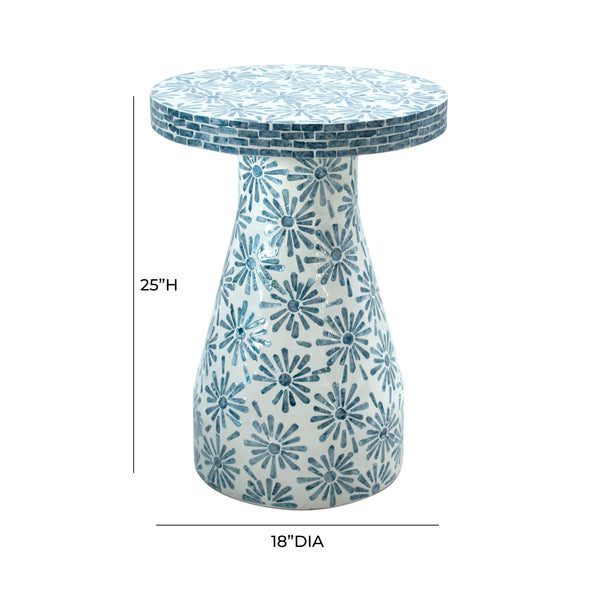 Halio Blue Floral Shell Side Table TOV-OC54310 TOV Furniture