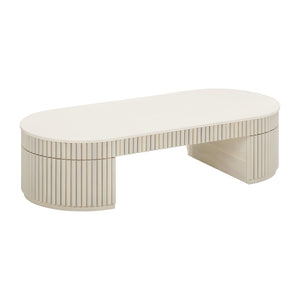 TOV Furniture Bella 48" Cream Oval Coffee Table - Artisan Crafted, Stylish Home Centerpiece with Glossy Top Finish TOV-OC54323