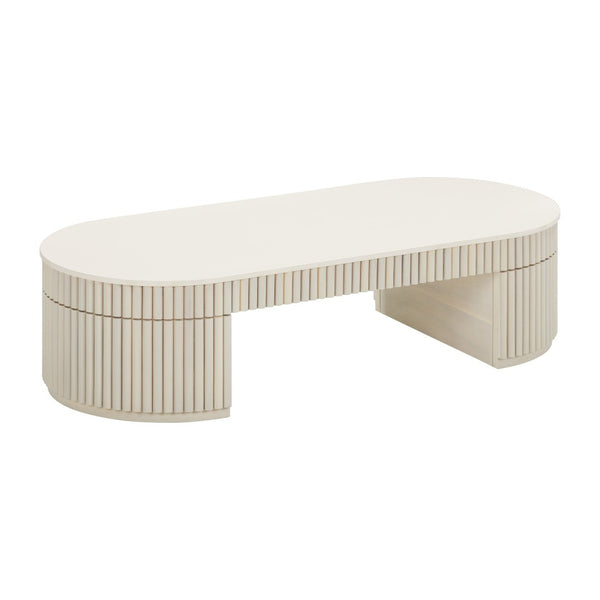 TOV Furniture Bella 48" Cream Oval Coffee Table - Artisan Crafted, Stylish Home Centerpiece with Glossy Top Finish TOV-OC54323